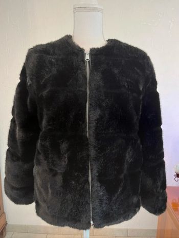 fourrure Veste noire Zara en fausse fourrure S