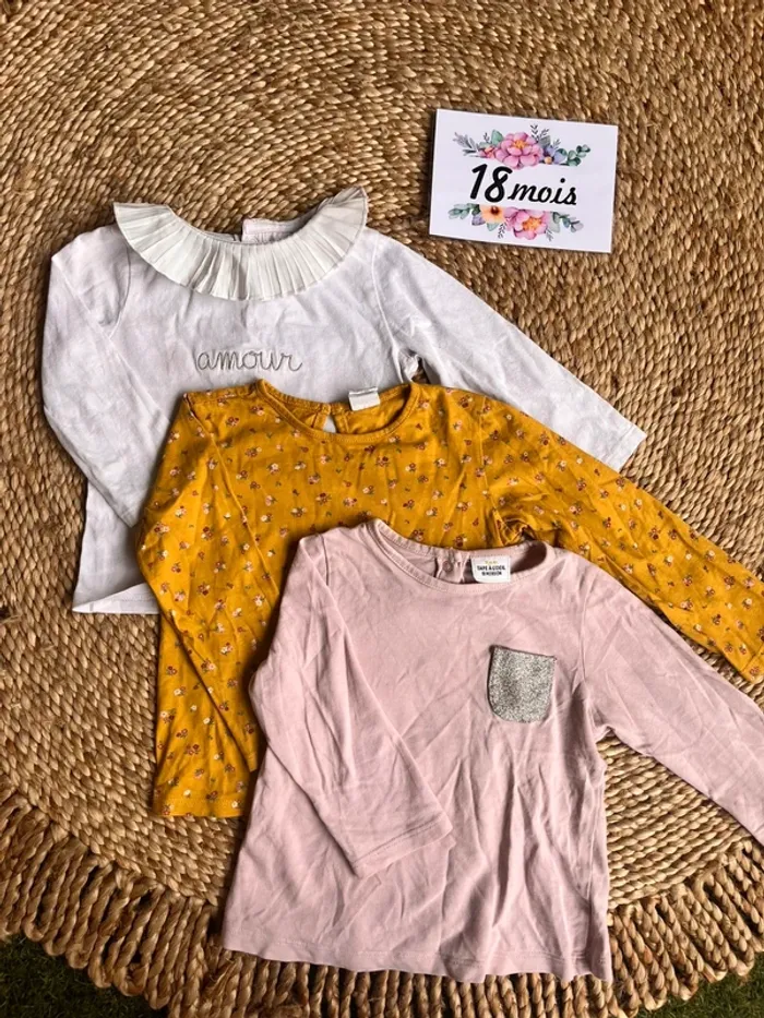 Lot teeshirt manches longues 18 mois