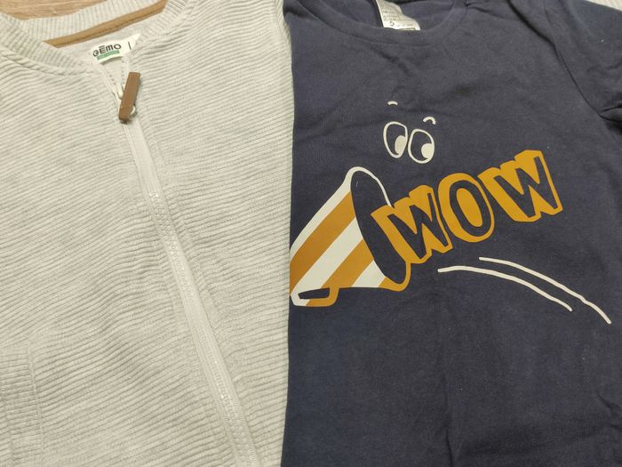 Cardigan gris camel et tee shirt marine Gémo + Taille 3-4 ans - photo numéro 2