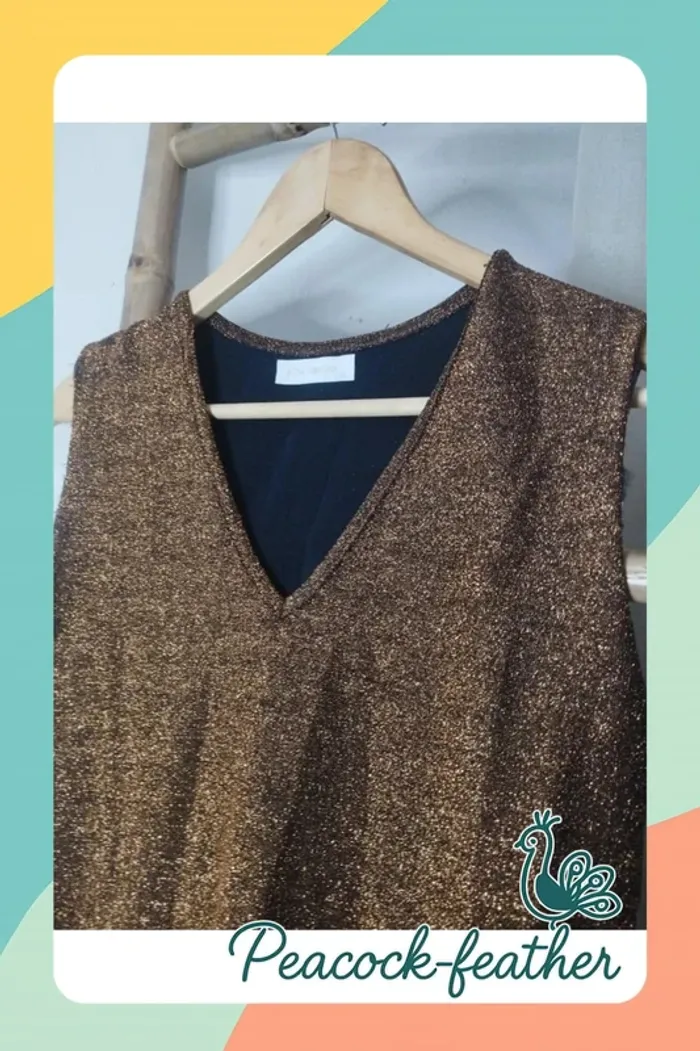 Robe paillettes marron dorée 40/42 - photo numéro 4