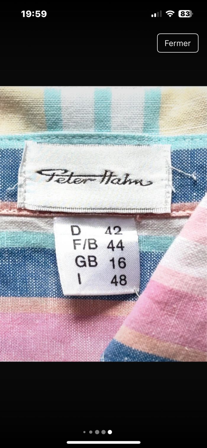 Chemise légère en LIN et COTON à rayures ton pastel. Marque. Peter Hahn - photo numéro 7