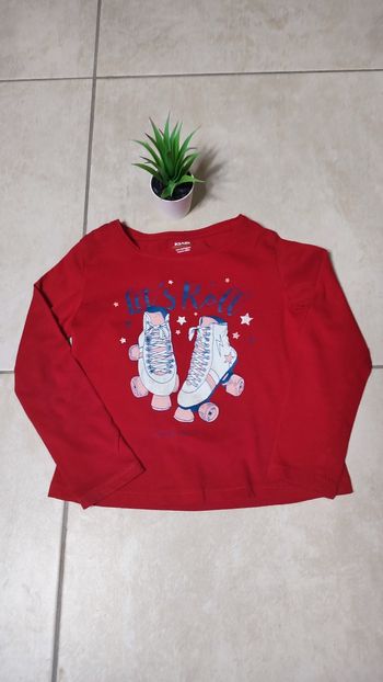 T-shirt manches longues rouge coton bio  5 ans  kiabi