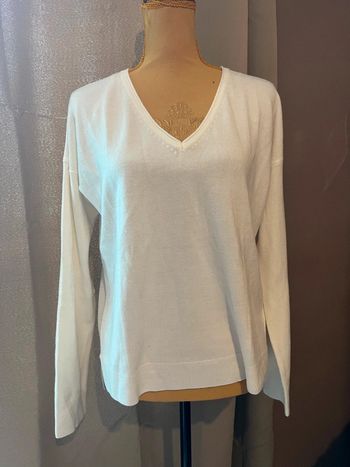 Pull col v beige ecru la halle taille M
