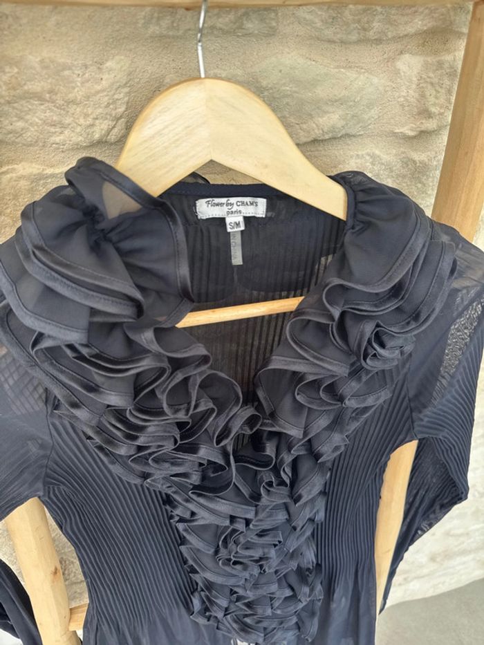Top chemisier à volant bleu marine Taille S/M - 5 € - photo numéro 2