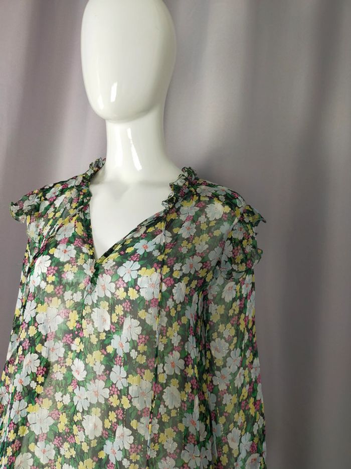 Robe fleurie Maje – Taille 1 – Voile fluide et dorures - photo numéro 17