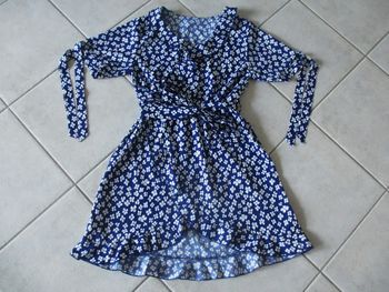 Robe été manches courtes bleue et blanche femme - Taille S