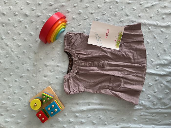 robe manches courtes en velours violet gris 9 mois bout'chou - photo numéro 2