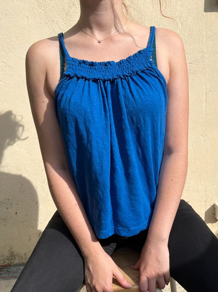 Débardeur ample plissé bleu électrique