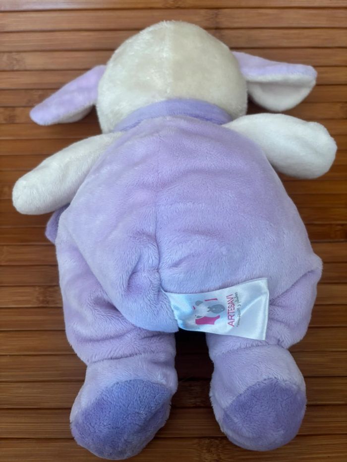 Doudou mouton violet mauve fleur grelot artesavi - photo numéro 3