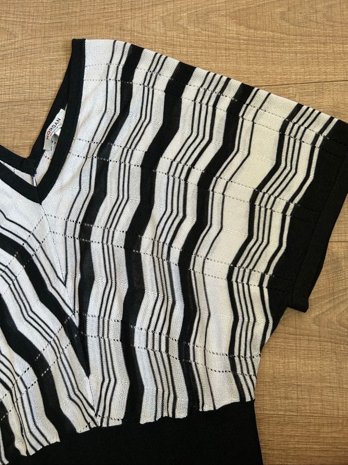 Pull noir et blanc à manches courtes Morgan taille M excellent état - photo numéro 9