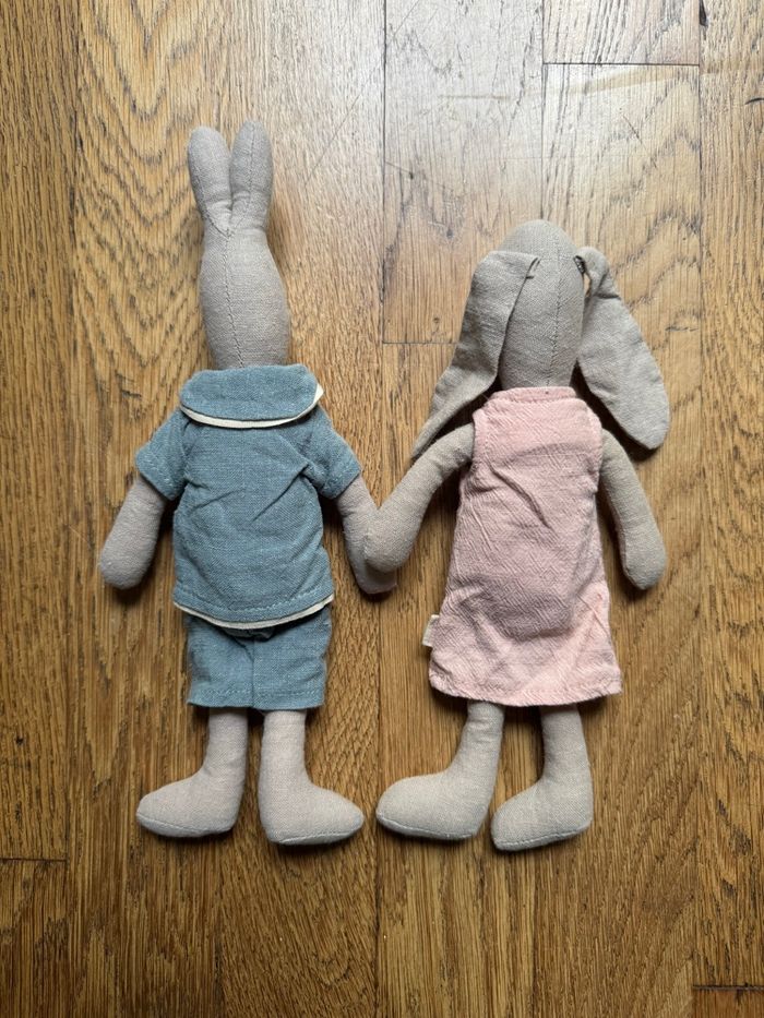 Lot de 2 peluches Lapin / Rabbit Maileg TBE - photo numéro 3