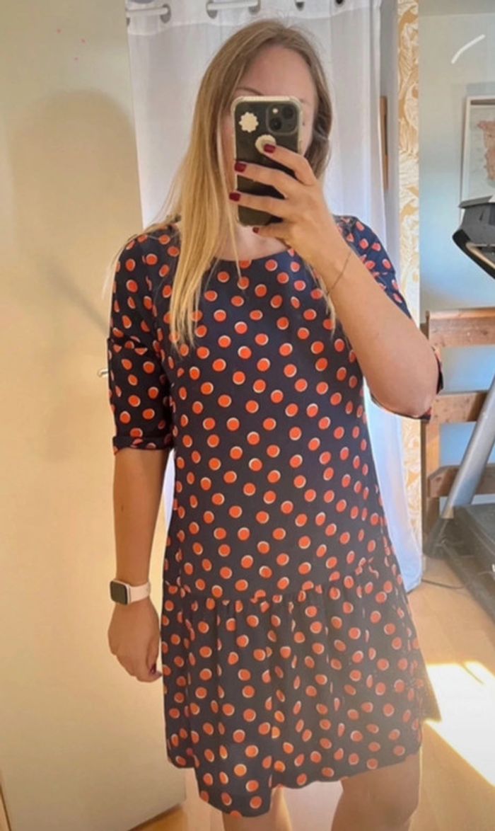 Robe courte style rétro vintage Gap à pois bleu orange 38 M
