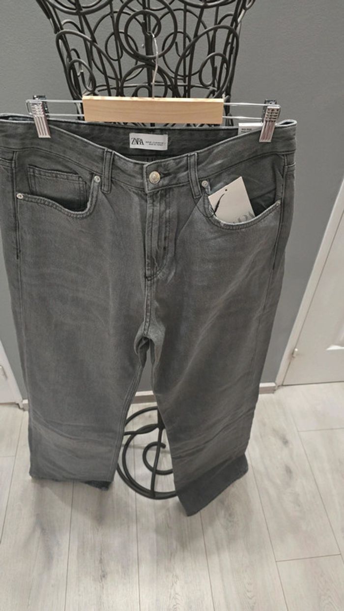 Jeans Wide Leg Zara gris irisé - photo numéro 9