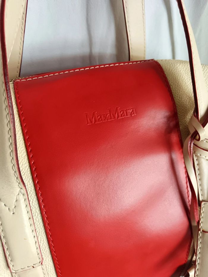 Max Mara | Sac à main cuir rouge et crème - photo numéro 2