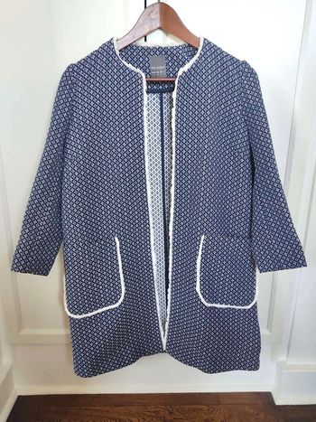 Veste neuve Primark taille 36 Pardessus imprimé bleu marine & blanc