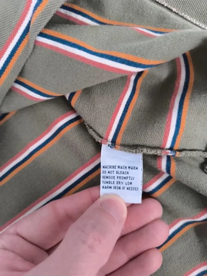 Polo Ralph Lauren homme L marron clair rayures colorées logo orange bon état général - photo numéro 11