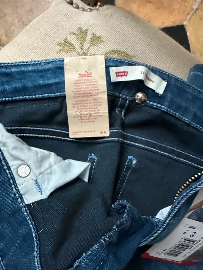 Pantalon Jean Lévis Levi Strauss Levi’s fille 14 ans 158cm Skinny Blue Winds ajustable - photo numéro 6