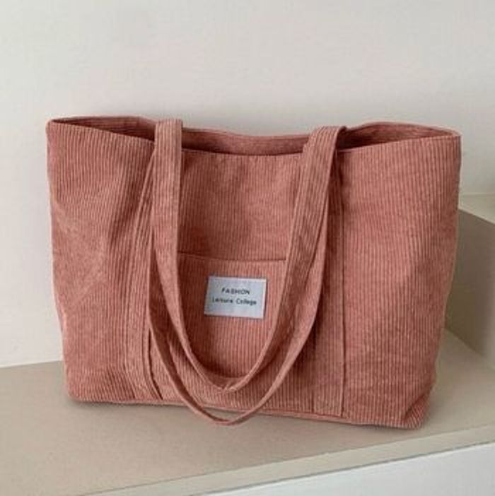 Sac rose velours côtelé - photo numéro 2