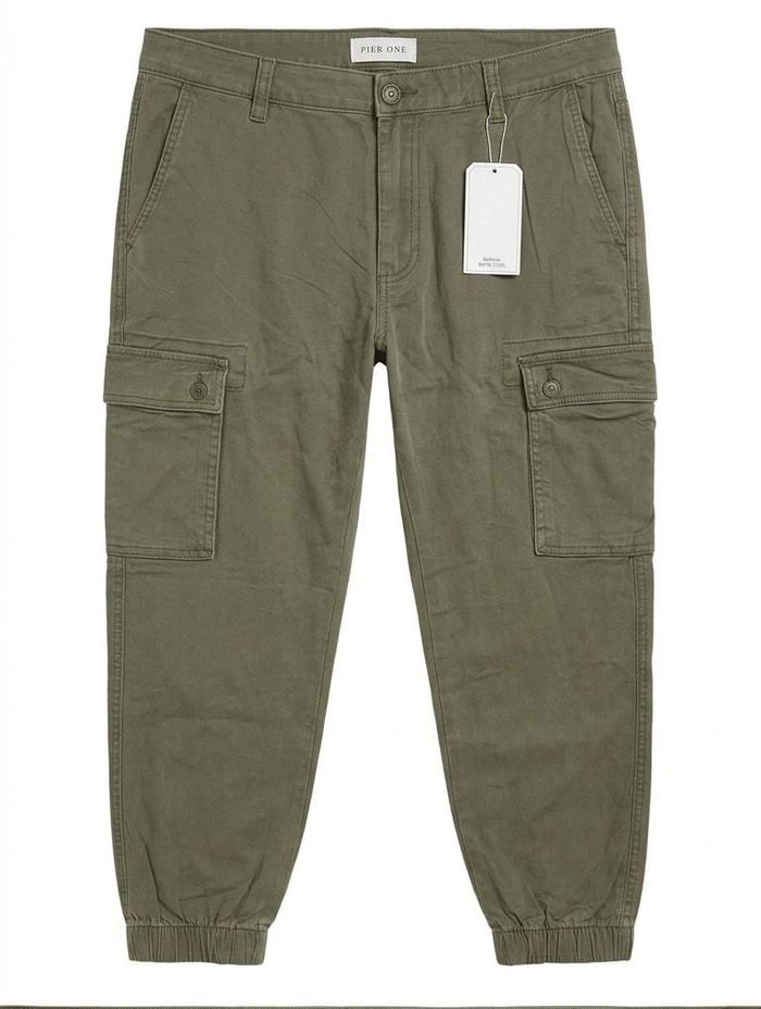 Men's Green Army Style Cargo Pants with 5 Pockets, Size 36, - photo numéro 1