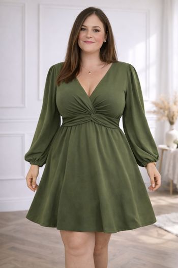 Robe patineuse manches longues ballons vert militaire Femme taille 54 💍 