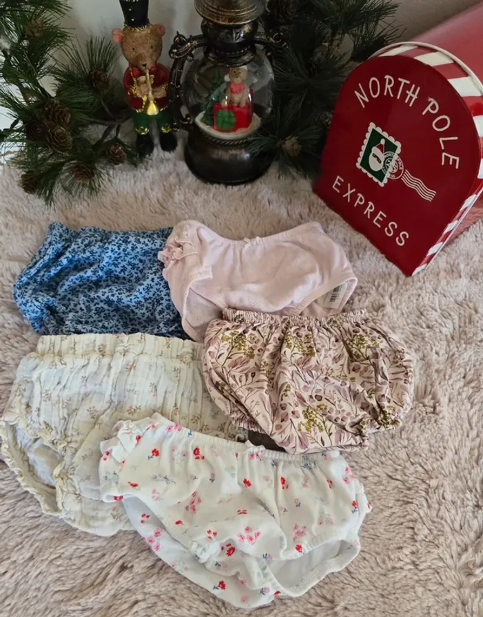 Lot de 5 bloomers bébé fille de 6 à 12 mois