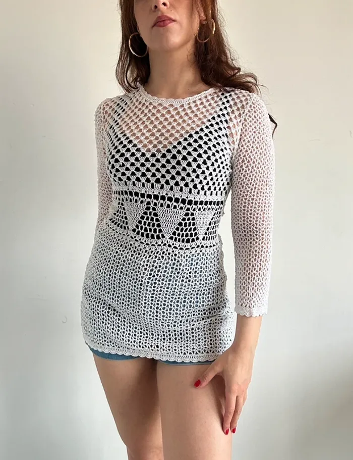 Tunique vintage tissée longue taille S - photo numéro 2