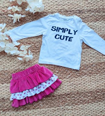 Ensemble fille 24 mois avec jupe velours et tee-shirt manches longues