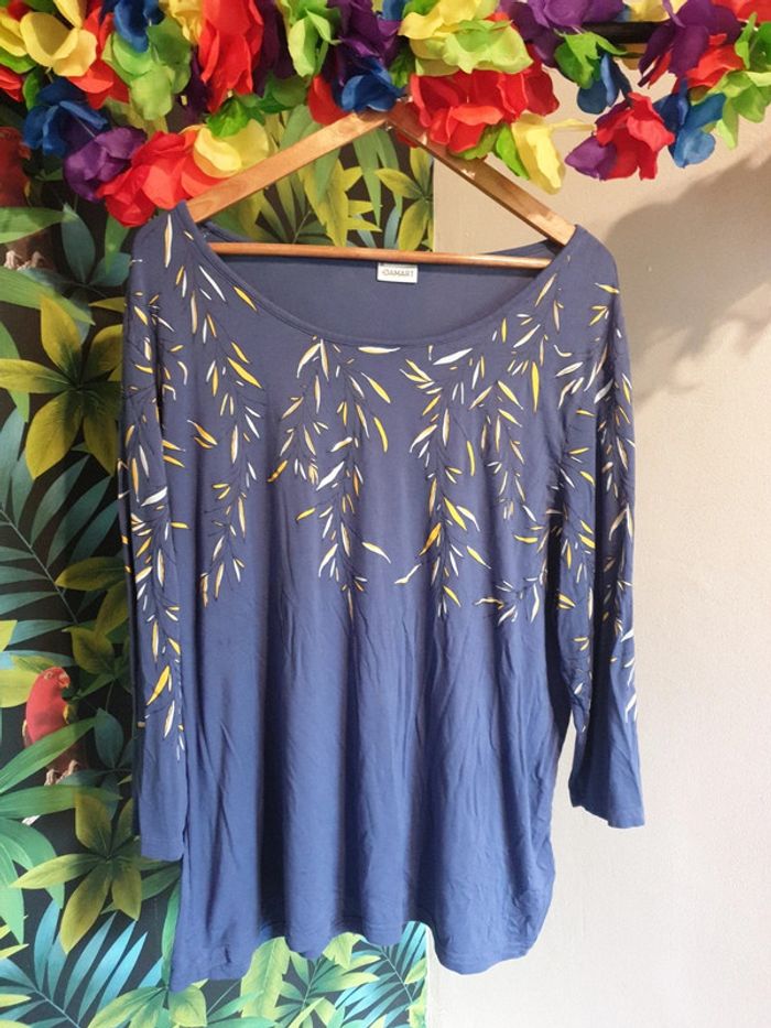 Blouse bleue fleurie