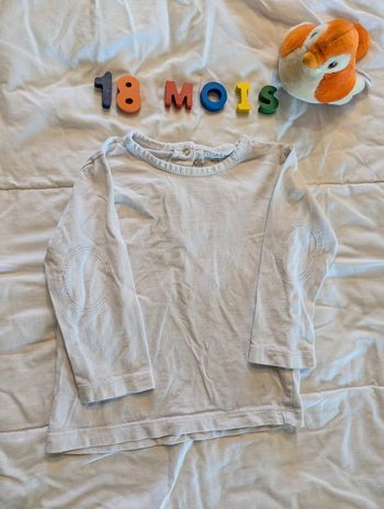 Haut blanc Manches longues Kitchoun - 18 mois