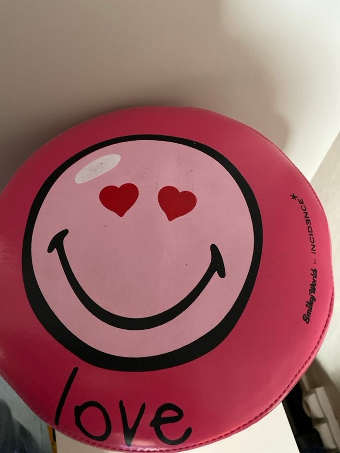 Pouf Incidence rose avec motif smiley Love - photo numéro 2