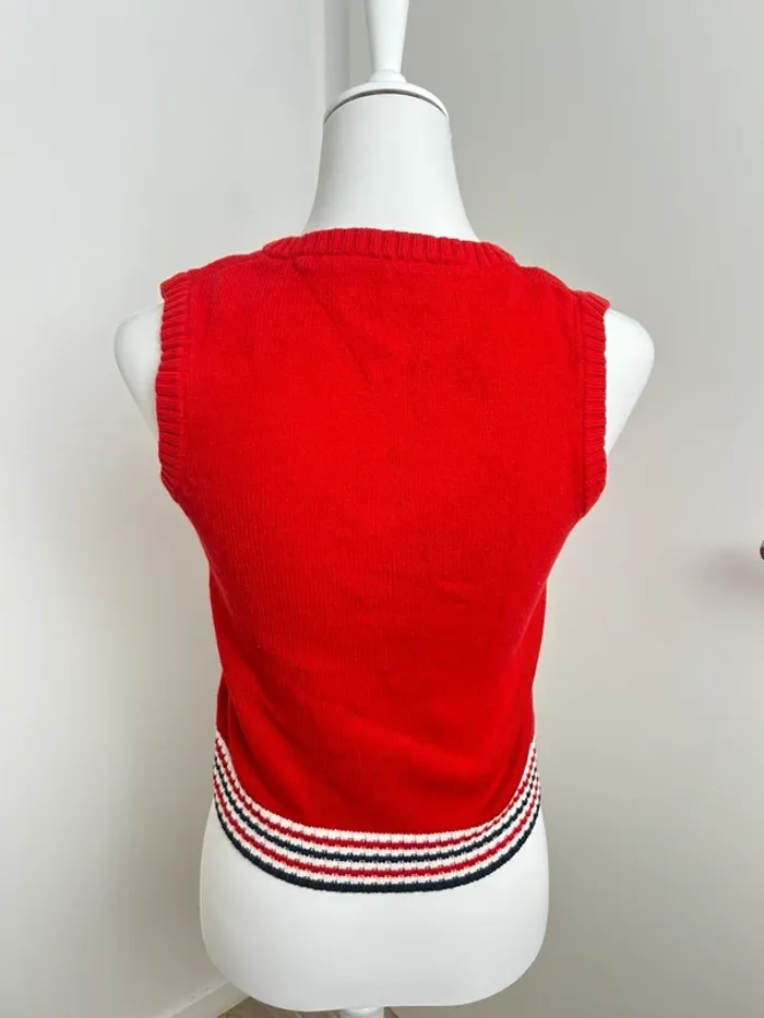 Pull sans manches Tommy Hilfiger rouge taille S - photo numéro 3