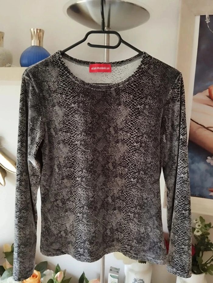 🌿Top Velours Imprimé Python Manoukian T36🌿 - photo numéro 12