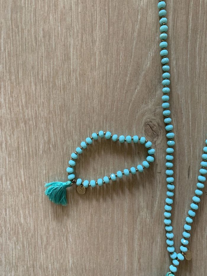 Ensemble sautoir bracelet turquoise - photo numéro 3