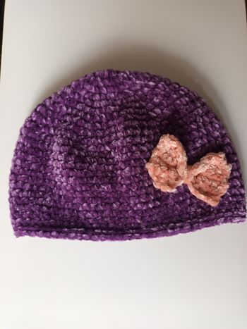 Bonnet bébé fille 3/6 mois fait main 