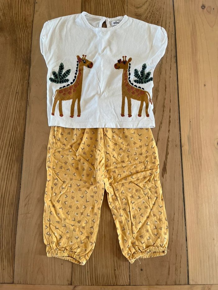 🦒Ensemble 18 mois bébé fille Gémo girafe très bon état - photo numéro 1