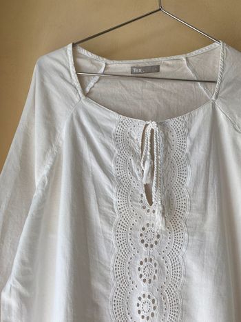 Blouse longue blanche brodé Tex L