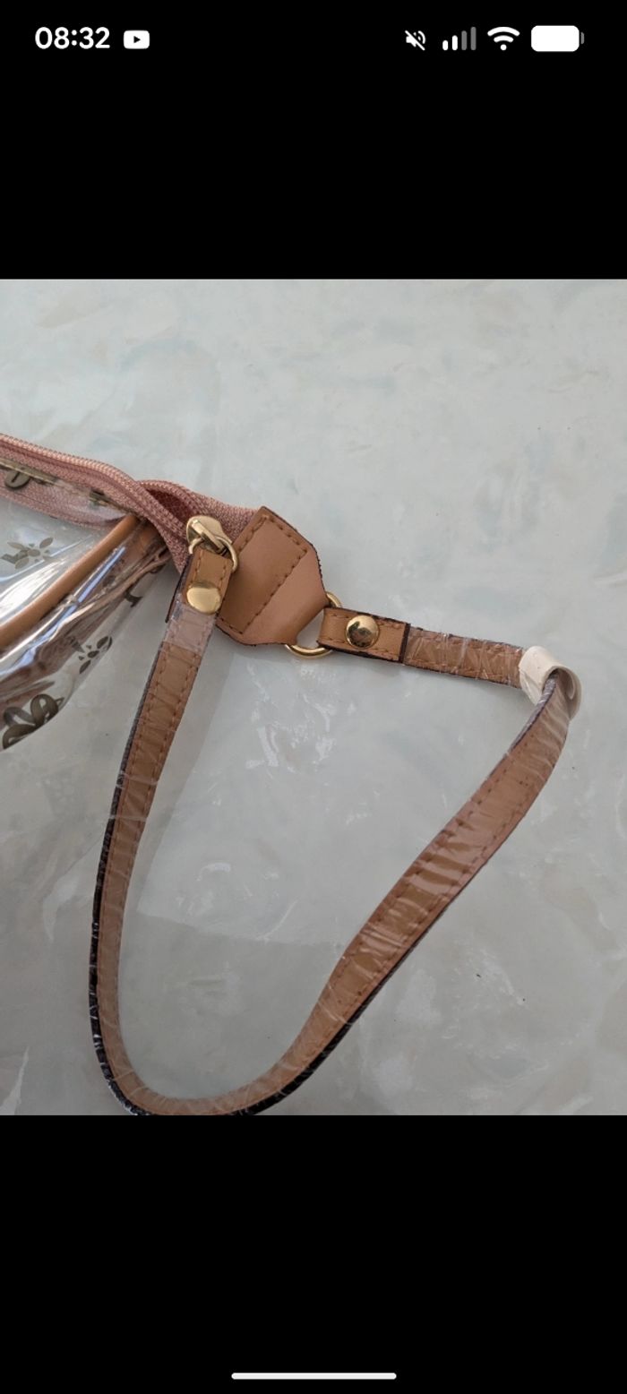 Magnifique sac vintage transparent imprimé beige-camel. - photo numéro 7