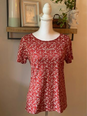 T-shirt en coton imprimé fleuri blanc avec logo brodé – Taille L – Mango