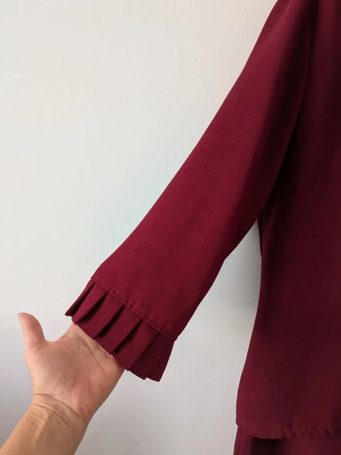 Ensemble d'été vintage bordeaux : jupe et veste - 123 - taille 38/40 - photo numéro 3