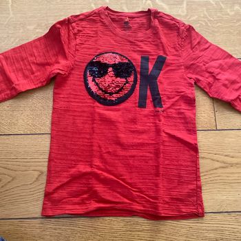T shirt manche longue smiley réversible