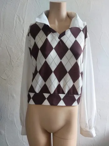 Pull vintage à losanges Taille L