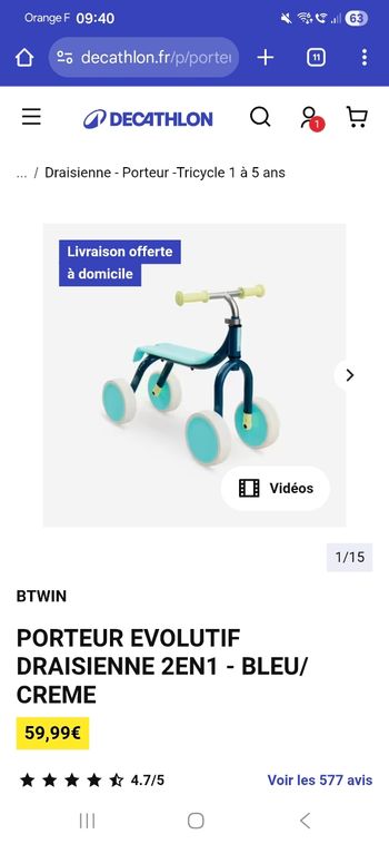 porteur decathlon excellent etat