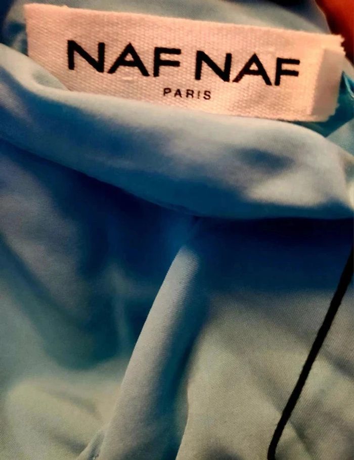 Robe bleu ciel asymétrique drapée Naf Naf - photo numéro 4
