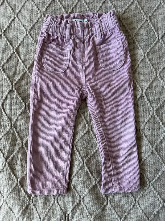 Pantalon velours côtelé mauve 18 mois