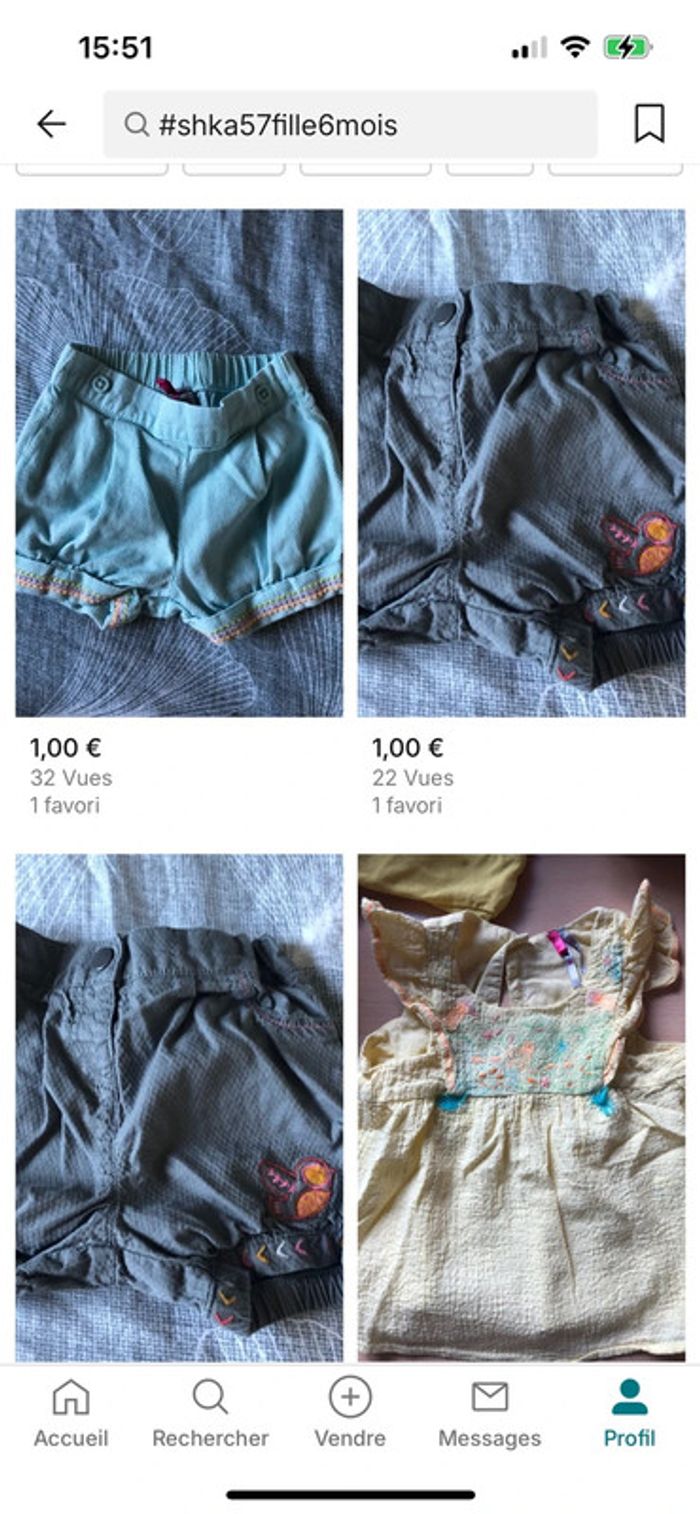 Short fille robes t-shirt 6 mois