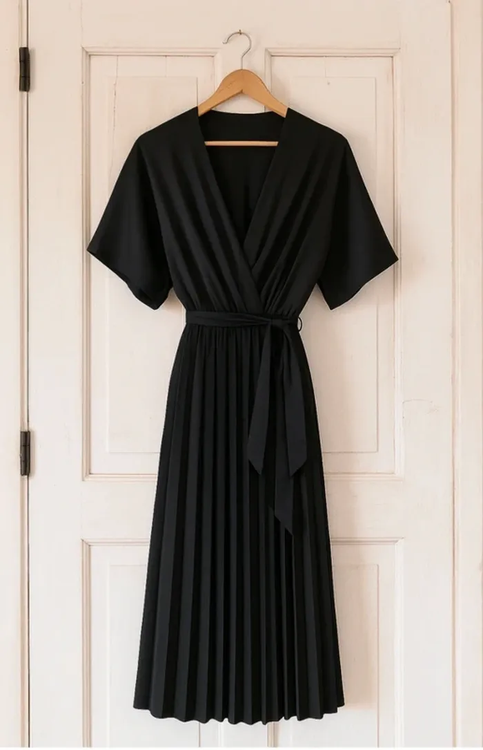 Robe Longue Noire et plissée - photo numéro 2