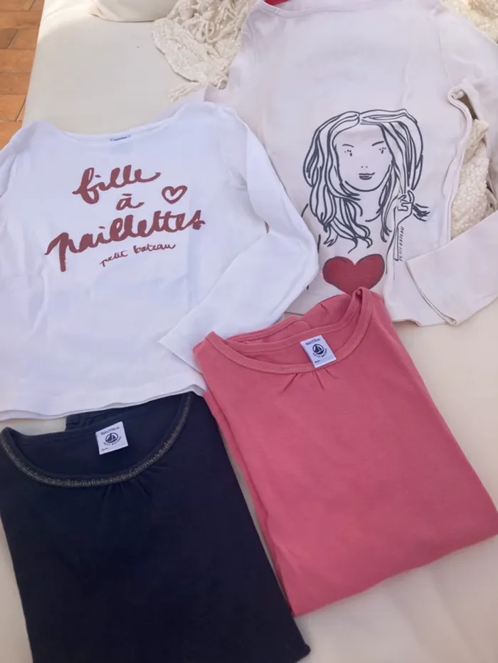 Petit Bateau 4 t-shirts 8 ans