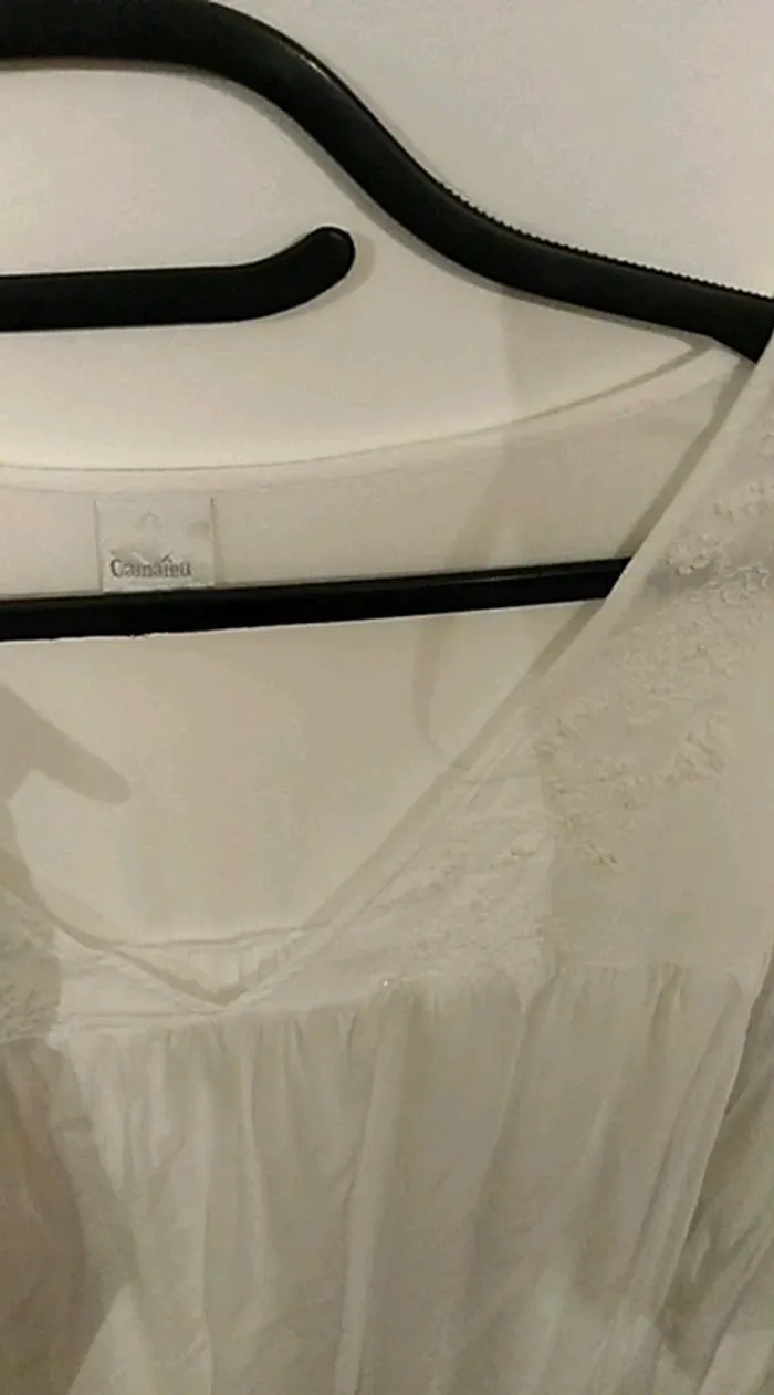 Tee shirt ML blanc Camaïeu taille XL - photo numéro 2