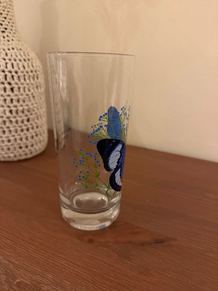 Verre avec papillons - Vintage - photo numéro 4