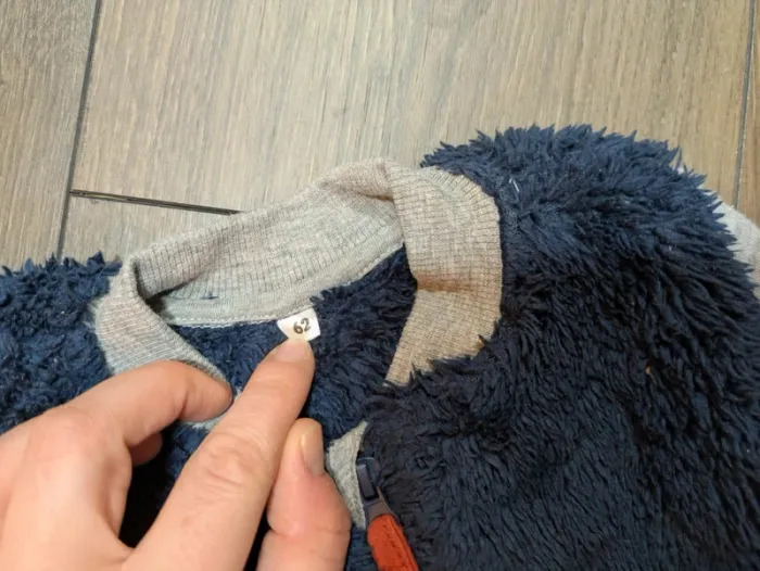 Veste teddy bombers 3 mois gris bleu marine très bon état - photo numéro 2